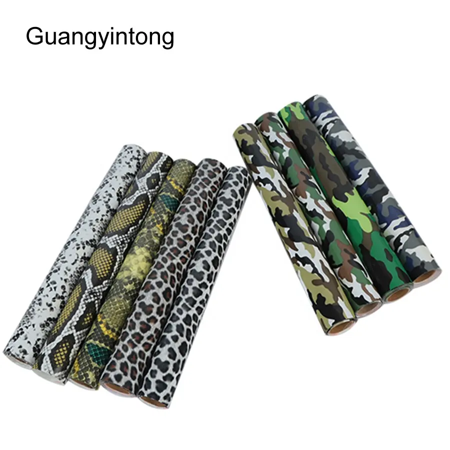 Guangyintong PU נמר סיטונאי צבעוני ליהוק אריזת פלסטיק לכווץ לעטוף PVC מזרן חום העברה ויניל עבור בגדים