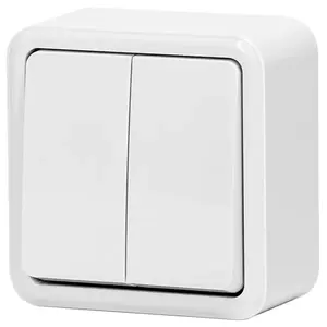 Interruttore da superficie bianco a 1 via e 2 tasti, ideale per controllare le luci in case e uffici. - Product Image 1