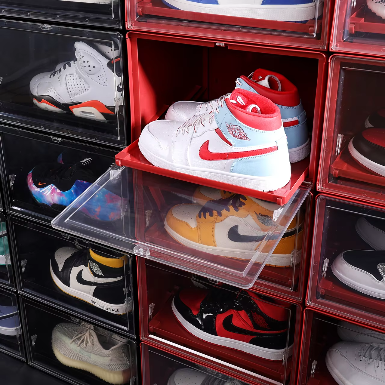 Haixing Plastic Storage Shoe Box Drawer - Large Red Sneaker
