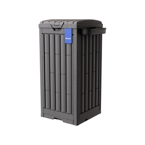 Poubelle de recyclage à double compartiment 110L/<span class=keywords><strong>220L</strong></span> avec finition imitation bois, base antidérapante, poubelle avec étiquettes de recyclage séparées - Product Image 1