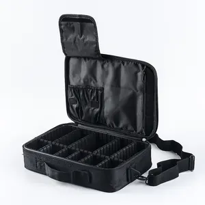 GLARY حقيبة تخزين مكياج كبيرة الحجم مزودة بمجزءات حقيبة مكياج للسفر حقيبة مستحضرات تجميل محمولة حقيبة مكياج بأشرطة كتف