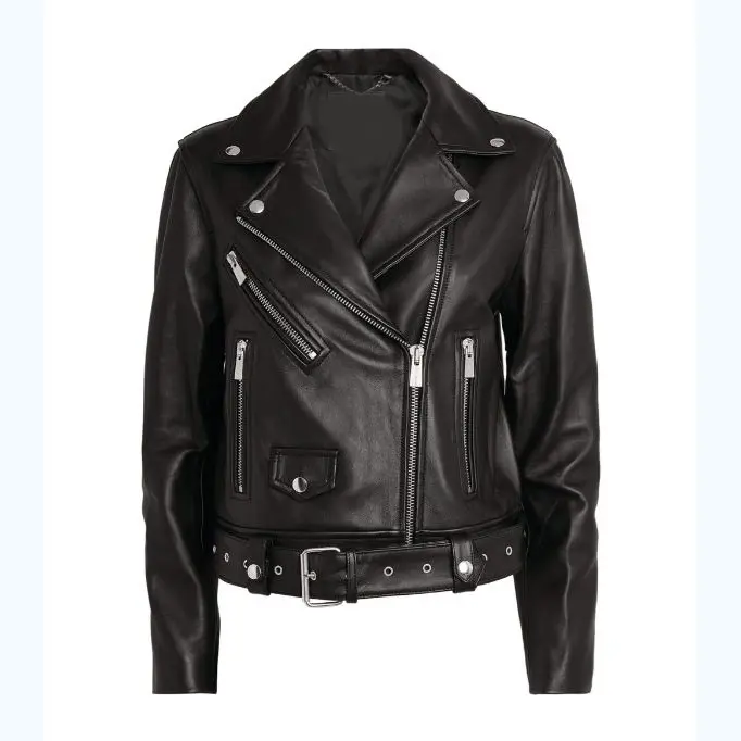 Manufacturer OEM Custom PU Leather Jacket Motor System Biker Fur Shorts Rivet Pu Formal Black Zipper Fly Long Trench Coat