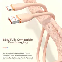 Câble de charge rapide USB-A vers Type-C 66W en silicone souple, anti-emmêlement, cordon de charge en caoutchouc 1M/2M, 5 couleurs pour iPhone 15