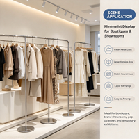 Portant à vêtements incurvé sur mesure en acier inoxydable, rail de suspension autoportant pour vêtements, mobilier de présentation pour boutique