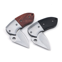 EDC — mini porte-clé de poche avec couteau pliant, lame 440, manche en acier et bois, Camping, chasse, plein air, outils