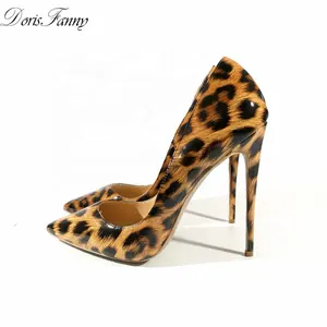 Wholesale Custom sexy high heel shoes patent leather leopard womens party shoes stiletto heels large size