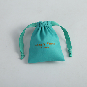 Sacs d'emballage pour bijoux en coton épais vert turquoise de luxe 10*15 cm, pochette pour femme élégante, cadeau pour femme, pochette de rangement pour bague et collier - Product Image 6