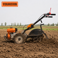 Arado de rotación inversa de gasolina 4x4 con dientes traseros para huertos de verduras, 7HP, venta al por mayor directa de fábrica, elevación hidráulica opcional