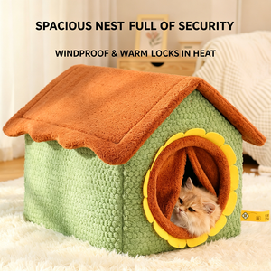 New Autumn Winter Dog Nest Warm Cartoon Animal Nest Semi-closed Pet Nest Detachable Washable Cat Nest Pet Supplies - Product Image 5