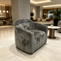 Fauteuil simple en tissu texturé gris, mousse haute densité, fauteuil d'appoint pour villa, café, gîte, usage commercial – Vente directe usine