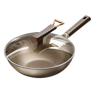 Titanium Non-Stick Frying Pan 304 Stainless Steel Three-Layer Bottom Induction Compatible Wok - Product Image 1
