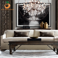 Set Sofa Seksional Bentuk L Desain Mewah Terinspirasi Eropa untuk Villa, Lengan Miring Klasik, Kain yang Dapat Dikustomisasi, Sofa Minimalis