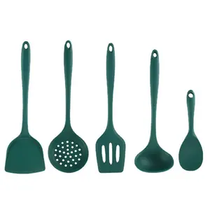 Set di utensili da cucina utensili da cucina resistente al calore in Silicone Set Logo personalizzato con manico in Silicone posate da cucina regalo