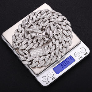 Precio al por Mayor 10mm 15mm 18mm VVS Moissanita Cadena Cubana Lista para Enviar Plata de Ley Collar Cubano Regalo - Product Image 5