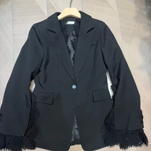 Completo <span class=keywords><strong>Estivo</strong></span> da Donna Nero con Pizzo e Frange, Scollo a V, <span class=keywords><strong>Doppiopetto</strong></span>, Ricamo 3D, Antirughe - Product Image 2