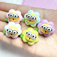 Fleurs jaunes avec lunettes dessin animé résine épingle à cheveux coque de téléphone pendentif chaussures lot décodent bricolage résine moules pour la décoration