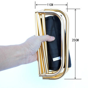 Folding <b>Stool</b> Aluminum Alloy <b>Portable</b> Outdoor Camping Chair Rectangular Gold Color Foldable Garden Use - Product Image 3
