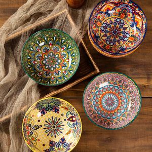 ชามเซรามิคสไตล์โบฮีเมียนแบบย้อนยุค ใช้กับไมโครเวฟได้ ขนาดใหญ่ สำหรับราเมน ซุป ก๋วยเตี๋ยว และสลัด - Product Image 4