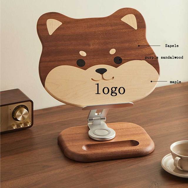 Solid Wood Children's Desktop Reading Stand Wooden Mobile Phone Revolving  Book Stand for Ipad