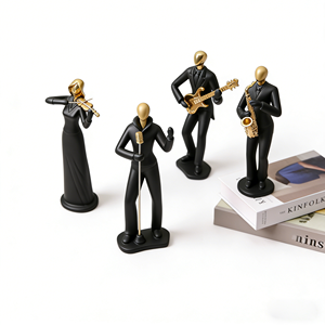 Sculptures Modernes Décoration Jazz pour la Maison Statues de Musiciens (Saxophoniste, Violoniste, Clarinetiste) Noires pour Salon, Étagère, Bureau - Product Image 5