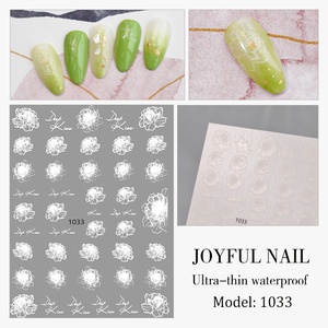 Joyful-pegatinas 3d para <span class=keywords><strong>uñas</strong></span>, decoración artística de <span class=keywords><strong>uñas</strong></span>, flores blancas, corazón, <span class=keywords><strong>margaritas</strong></span> - Product Image 3