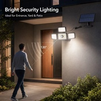 Lampe murale solaire à 4 têtes avec télécommande, 283 LED, détecteur de mouvement extérieur, lampe de sécurité