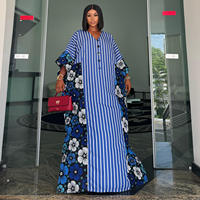 Robe longue de luxe africaine 2026 style Bubu, imprimé floral rayé, Kaftan ample, tenue Dashiki nigériane
