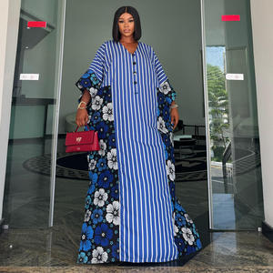 Robe longue de luxe africaine 2026 style Bubu, imprimé floral rayé, Kaftan ample, <span class=keywords><strong>tenue</strong></span> Dashiki nigériane - Product Image 5