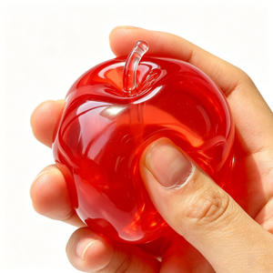 Jouet anti-stress souple en TPR transparent en forme de pomme rouge, jouet sensoriel à presser en forme de fruit - Product Image 2