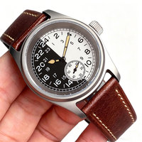 Montre de pilote sportive Tandorio neuve de 36 mm, mouvement ST1701, cadran noir et blanc, acier/titane/bronze, verre saphir, montre-bracelet