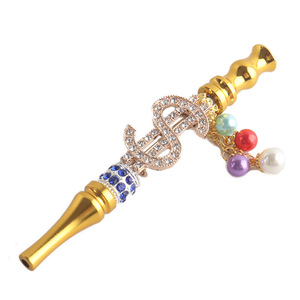 Boquilla de shisha de lujo con circonita, punta de metal premium para hookah, cadena colgante personalizada, accesorio portátil - Product Image 3