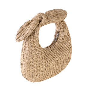 Pochettes d'été légères en polyester et paille avec fermeture éclair pour femme, sacs à main de soirée, de fête ou de mariage, style dumpling - Product Image 1