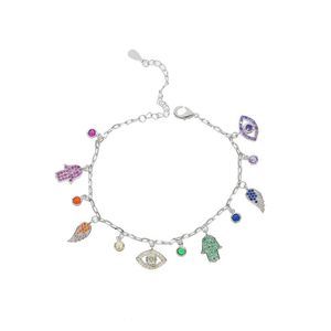Pulsera de Cadena con Dije de Mano <span class=keywords><strong>Hamsa</strong></span> y Ala de la Suerte con Circonitas, Nuevo Diseño de Verano 2023 - Product Image 4