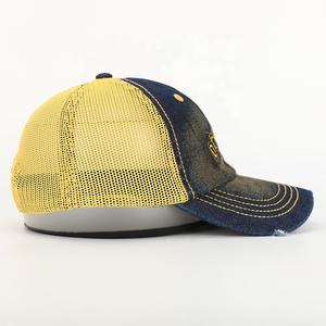 Custom High Quality 6 Panel Embroidery Logo Washed <strong>Distressed</strong> Denim Gorras,Worn Out Mesh Baseball <strong>Cap</strong>,Mens Jeans Dad Hat - Product Image 4