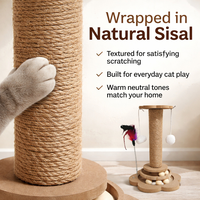 Griffoir pour chat en sisal avec boule tournante et jouets suspendus, petit arbre à chat interactif pour chatons d'intérieur