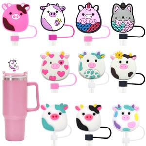 หมวกฟางการ์ตูนน่ารักแบบกำหนดเอง ขายส่ง ที่ครอบหลอดซิลิโคนแบบพกพาสำหรับอุปกรณ์บาร์ - Product Image 1