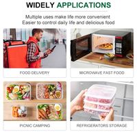 500ml 750ml Jetable Rouge Noir PP En Plastique Conteneur De Stockage Des Aliments Hermétique Rectangle Togo Emballage Thermofor Bento Boîte À Lunch