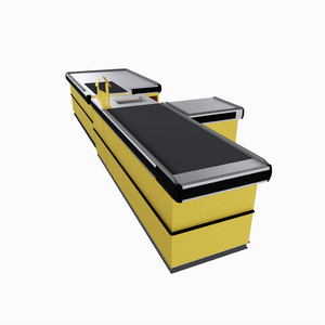 Comptoir de caisse de supermarché en acier inoxydable haute luminosité avec convoyeur automatique, taille personnalisable rapide, haute luminosité - Product Image 6