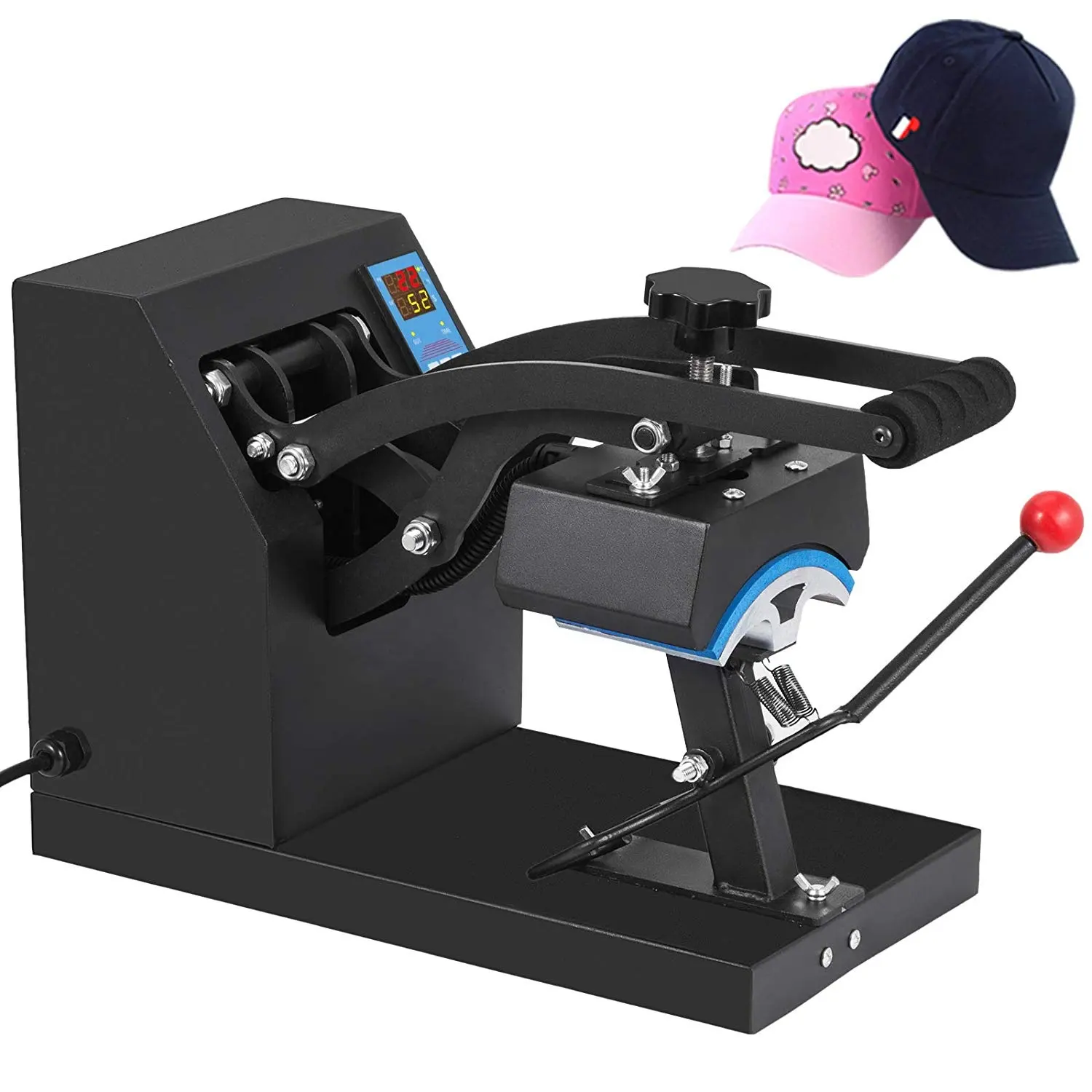 Machine de presse pour chapeau, pressoir à chaud, transfert professionnel, avec minuterie numérique LCD, autonomie de 12000 heures, contrôle de la température