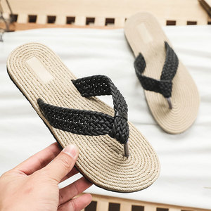 Scarpe da donna di alta qualità pantofole da spiaggia traspiranti in tessuto femminile sandali estivi per interni all'aperto da donna <span class=keywords><strong>infradito</strong></span> in <span class=keywords><strong>paglia</strong></span> estiva - Product Image 2