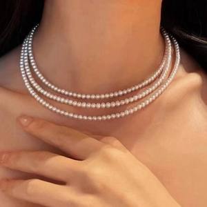 Collier pour bébé multi-couches naturel de 4 à 5 mm avec 5 couches portant des perles parfaitement impeccables, éclatantes et brillantes - Product Image 2