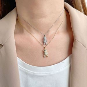 Dylam New Arrival High Quality <b>Cute</b> Beautiful 5A Level CZ Stone Shiny S925 Sterling Silver <b>Bear</b> Pendent Women Necklaces - Product Image 5