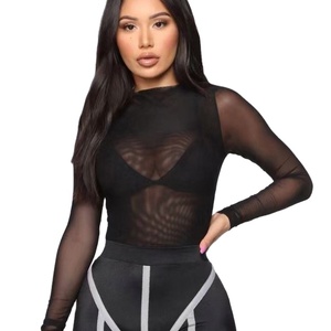 Combinaison de plage moulante sexy d'été à manches longues en maille transparente, style décontracté et séduisant - Product Image 4