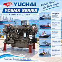 Moteur diesel marin principal SCDC YUCHAI série YC6MK 10.338L 6 cylindres en ligne, 192 kW à 300 kW, pour bateaux de pêche et bateaux de travail, avec certification CCS