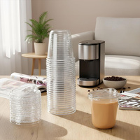 Lot de 1000 gobelets en plastique PET transparents jetables à fond rond de 400 ml (14 oz) en forme de U pour café glacé, avec couvercles à bec verseur