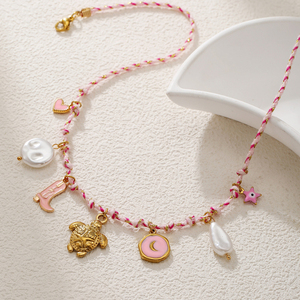 G4283 venta al por mayor de acero inoxidable Bohemia encanto collar verano colgante collar clavícula cadena DIY joyería - Product Image 3