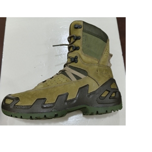 Bottes mi-hautes en daim TSB07 vert olive et marron foncé avec manches camouflage CP, personnalisées pour la randonnée et la chasse - Product Image 6