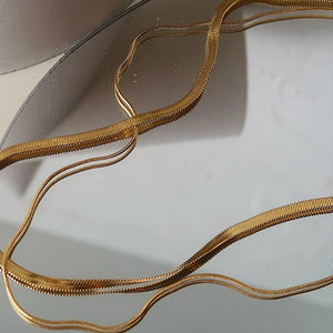 Collar de cadena de serpiente de doble capa para mujer, collar en capas de acero inoxidable, joyería de alta calidad, venta al por mayor, Colliers bijoux de Mode - Product Image 5