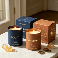 Bougie parfumée d'affirmation personnelle C&H, bougie de manifestation en cire de soja dans un bocal en verre mat multicolore pour le yoga et la guérison spirituelle