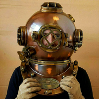 Casque de plongée Mark V de la marine américaine, réplique vintage artisanale en laiton antique, objet nautique décoratif de collection de Noël Calvin